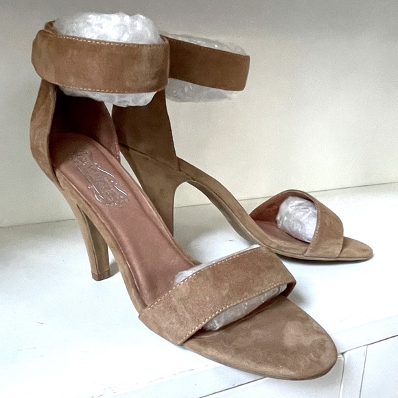 Jeffrey Campbell Great Moments Hough Tan Suede Ankle Strap Heels Pumps Size 9.5 - Picture 8 of 16